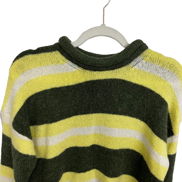 MADEWELL Striped Fulton Pullover Sweater WOOL BLEND. Color: Heather Gras… - Picture 7 of 11